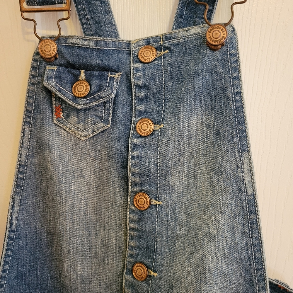Medium wash denim blue distressed overall romper shortalls overalls Dollhouse XS - Picture 5 of 11